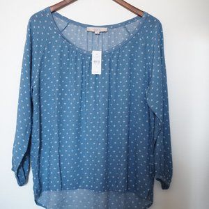 LOFT Blue Rayon Blouse NWT Small